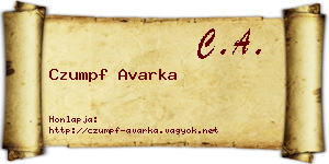 Czumpf Avarka névjegykártya
